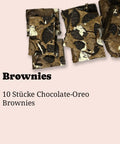 Brownie-Box zum Abholen bei Café Adeli Köln: Saftige Chocolate-Oreo Brownies mit Oreo-Stückchen, hausgemacht und frisch geschnitten