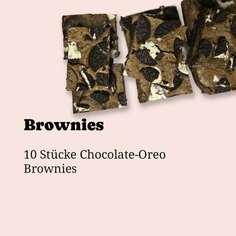 Brownie-Box zum Abholen bei Café Adeli Köln: Saftige Chocolate-Oreo Brownies mit Oreo-Stückchen, hausgemacht und frisch geschnitten